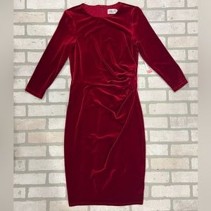 Eliza J Red Velour BodyCon Midi Dress